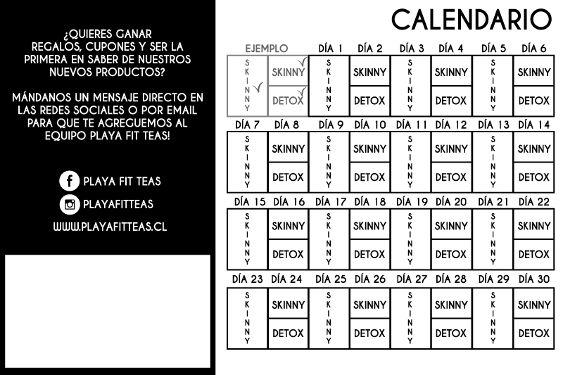 Tarjeta Instrucciones - 1 Mes Combo