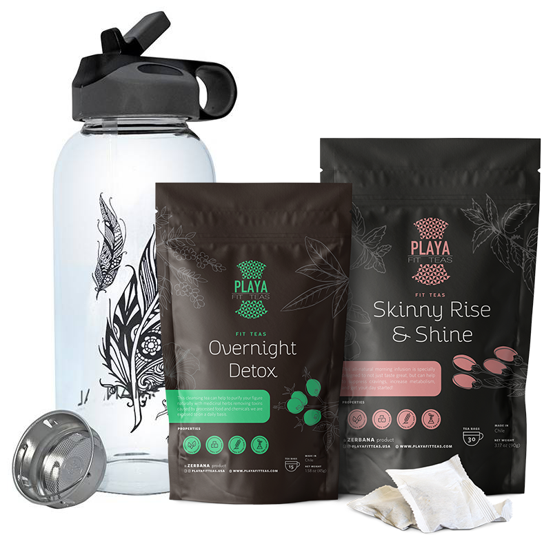 Combo Premium : 1 Mes Tratamiento + Botella Premium de Vidrio - Playa Fit Teas Chile